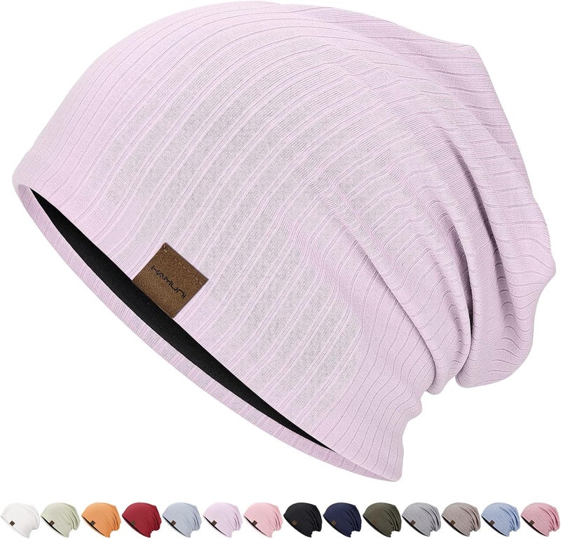 HAMUNI Slouchy Beanie for Men Women Soft Lightweight Running Beanie Hat Chemo Cap Skull Cap - Image 1